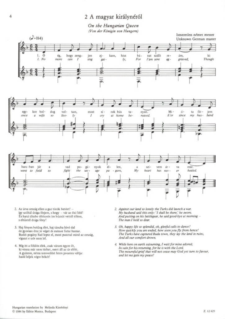 Alte ungarische Lieder III mit Gitarrenbegleitung